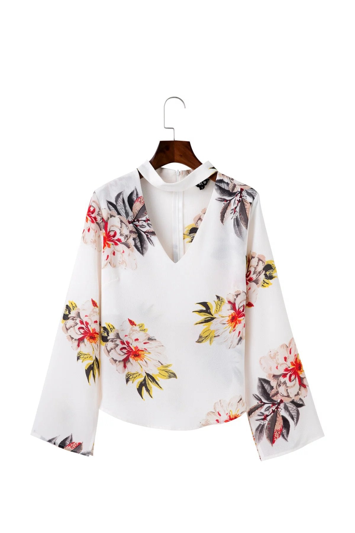 Yipinpay New Spring 2024 Style Neck V-Collar Printed Seersucker Shirt