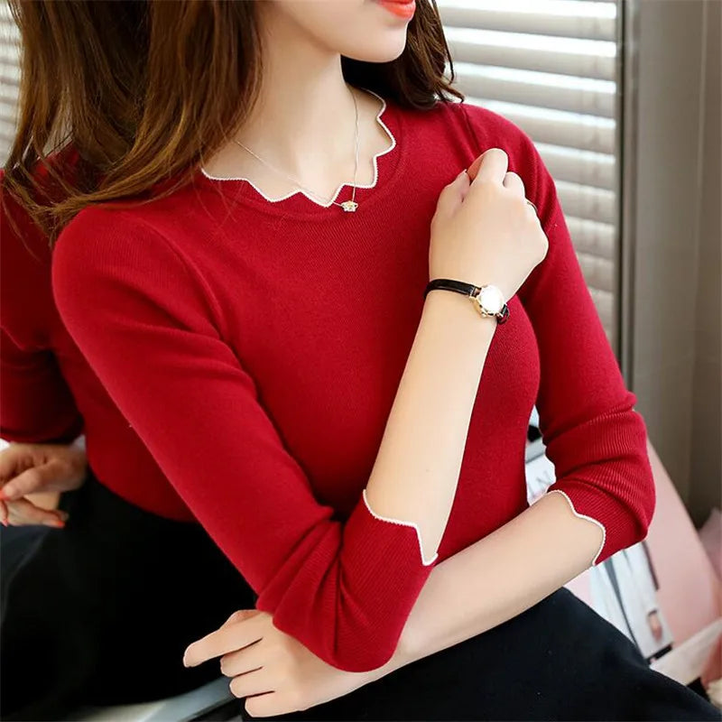 Yipinpay Autumn New Women's Sweaters Women's Head Set Inside Long-sleeved Sweater Slim Bottoming Shirt Was Thin