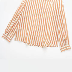 Yipinpay New Street Style Casual Loose Single-Breasted Striped Shirt 9878098