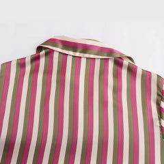 Yipinpay Striped Satin Casual Shirt 8160562 In Autumn