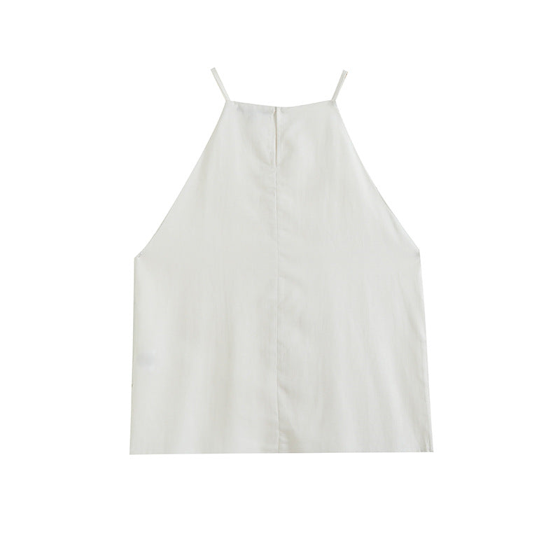 Yipinpay Spring Style Elegant Holiday Style Sling Sleeveless Shirt