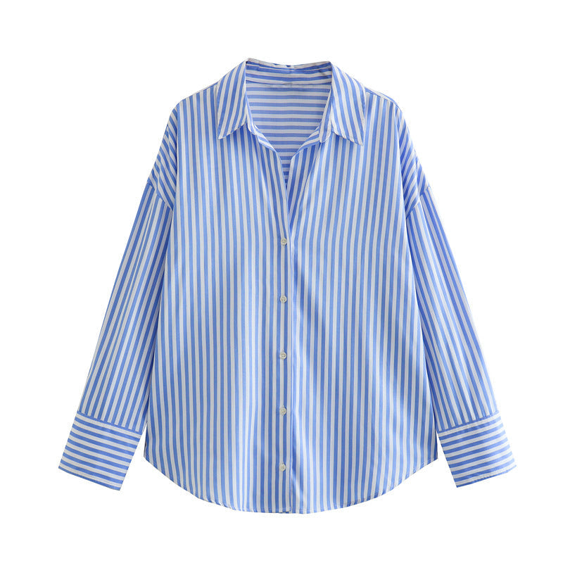 Yipinpay New Multi-Color Loose Casual Version Of Poplin Long-Sleeved Shirt