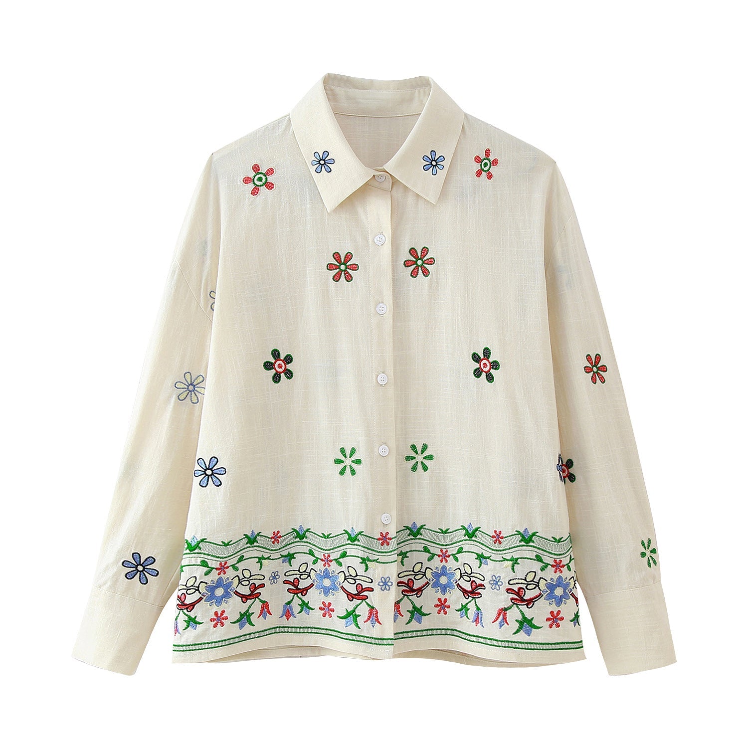 Yipinpay Summer Flower Embroidered Baggy Shirt 3444460 Trousers 2882460