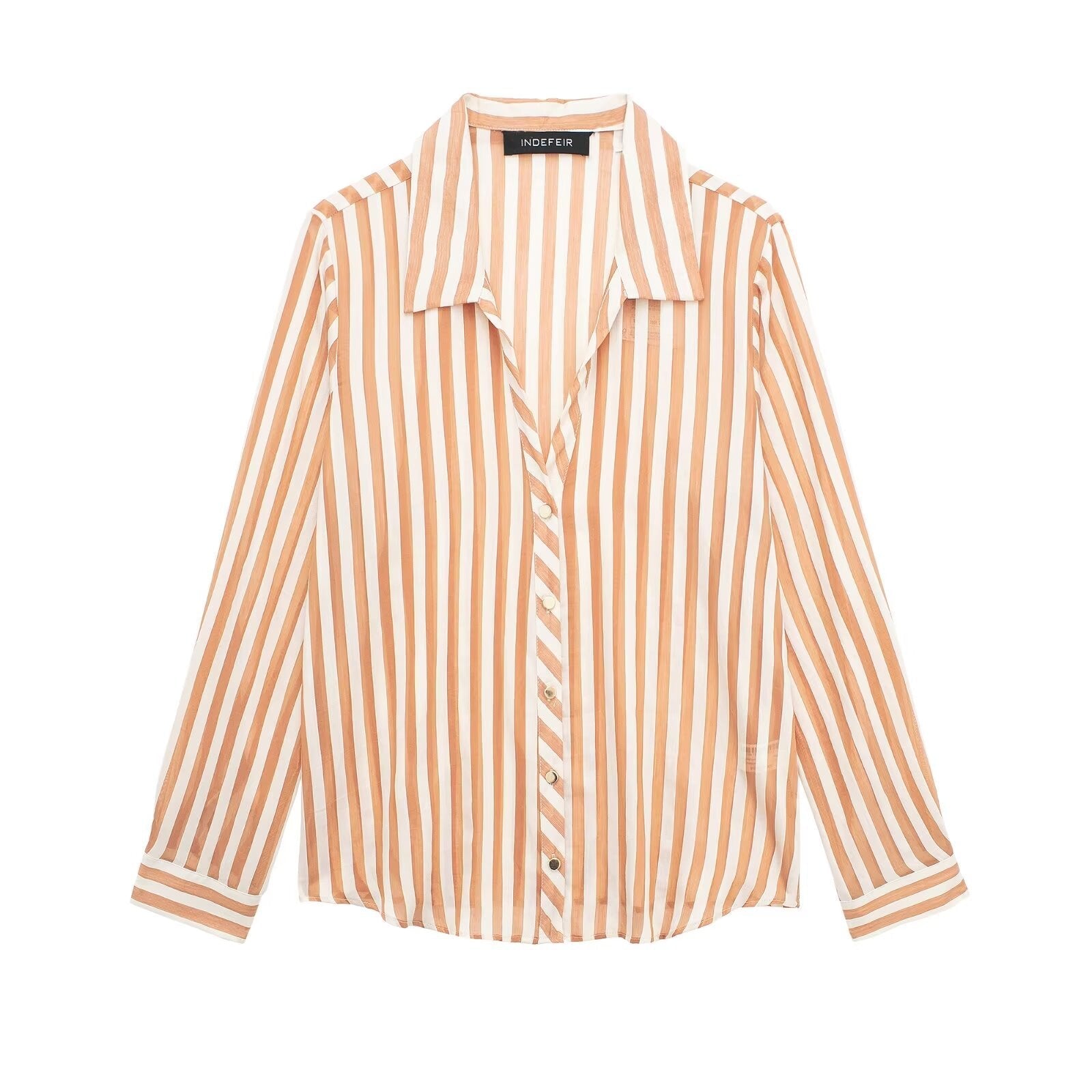 Yipinpay New Street Style Casual Loose Single-Breasted Striped Shirt 9878098