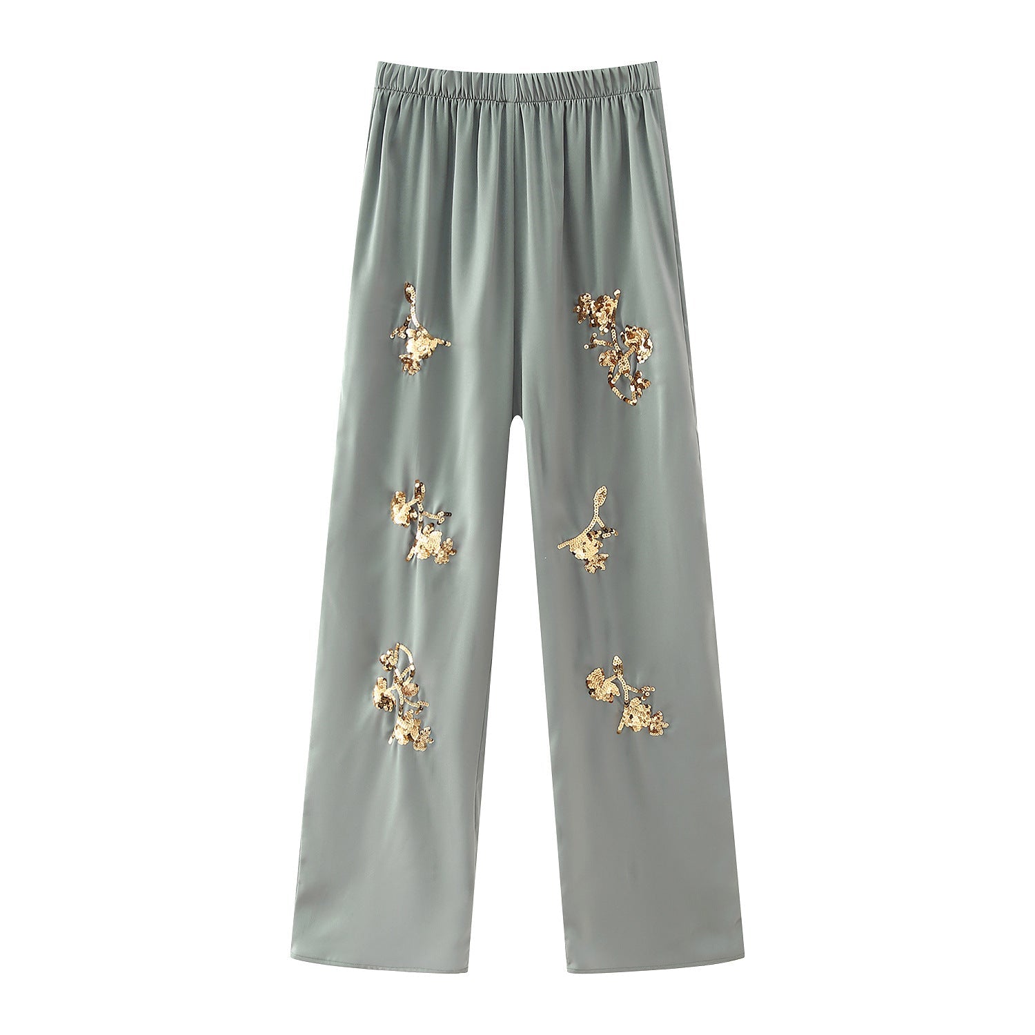 Yipinpay Spring Sequins Set With Loose Shirt Sequins And Straight Trousers