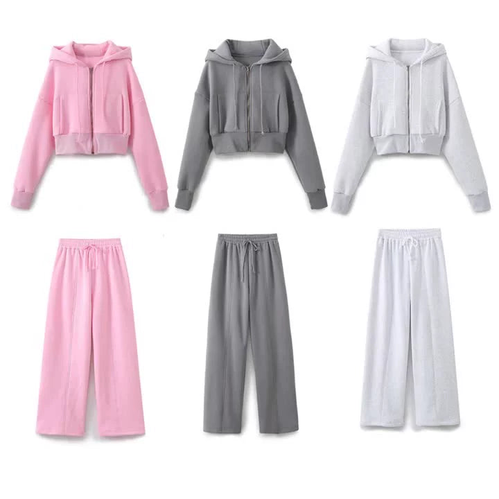 Yipinpay New Hooded Short Sweater 8417304 Loose Flannelette Jogging Trousers 8417303 Suit