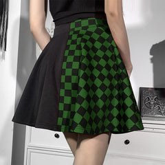 Yipinpay Dark Girl Is A Hit Color Thousand Bird Plaid Spliced Skirt 2024 Spring Sexy High Waist Half