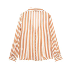 Yipinpay New Street Style Casual Loose Single-Breasted Striped Shirt 9878098