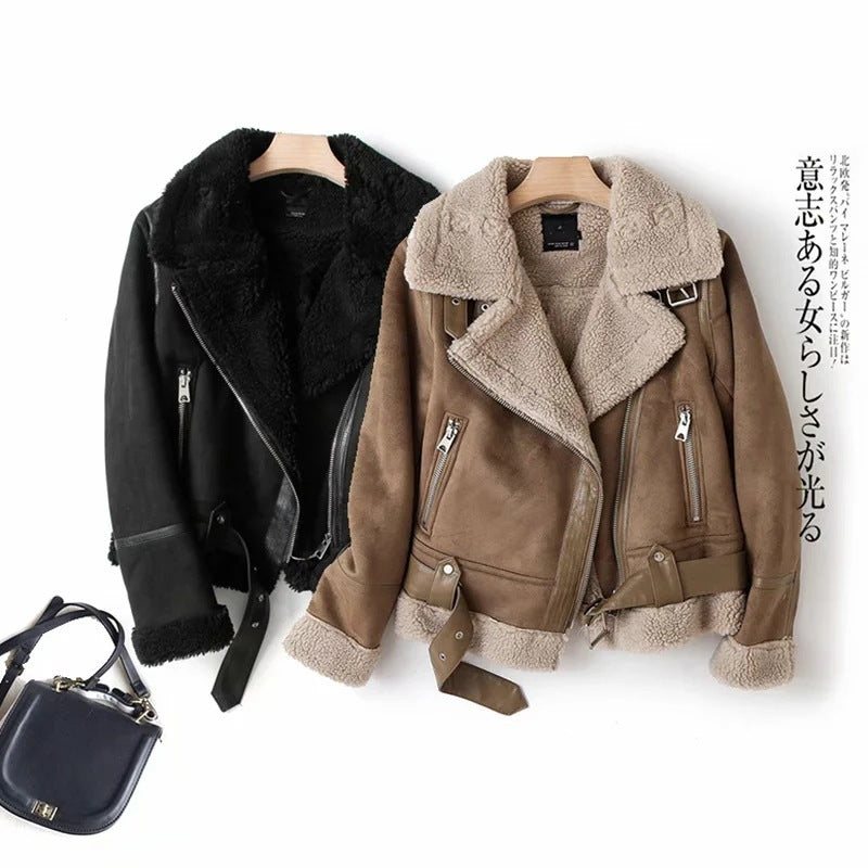 Yipinpay And Winter New Suede Suede Thickened Fur Integrated Suit Collar Belt Jacket Jacket