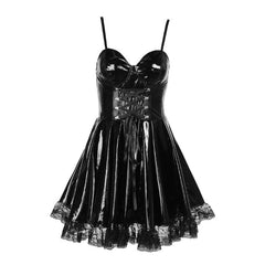 Yipinpay Autumn New Sexy Halter Dress Dark Death Note Leather Strap A Pendulum Dress For Women