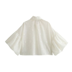 Yipinpay Street Style Retro Bubble Sleeve Shirt In Spring 2024