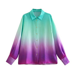 Yipinpay Spring Tie-Dye Printed Fashion Leisure Long-Sleeved Shirt