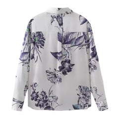 Yipinpay Bowknot Satin Printed Shirt In Spring And Summer