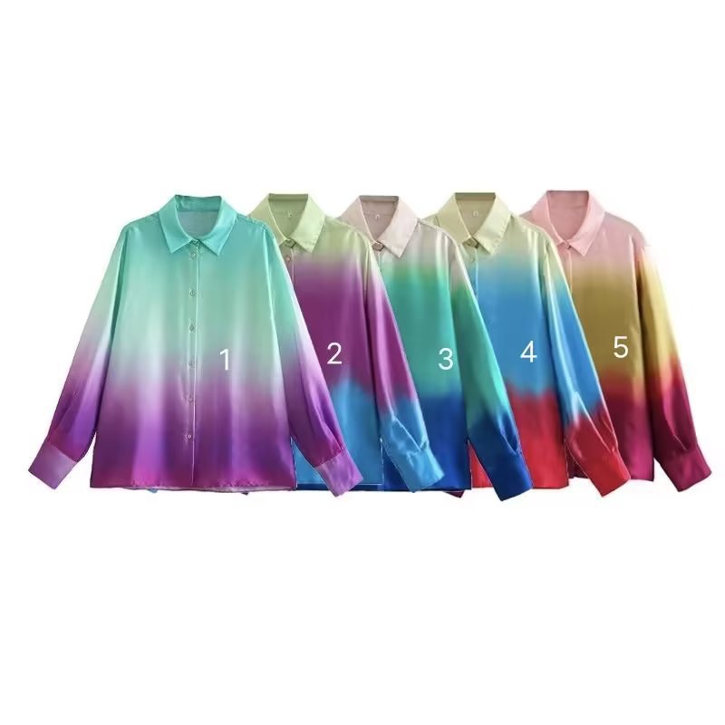 Yipinpay Spring Tie-Dye Printed Fashion Leisure Long-Sleeved Shirt