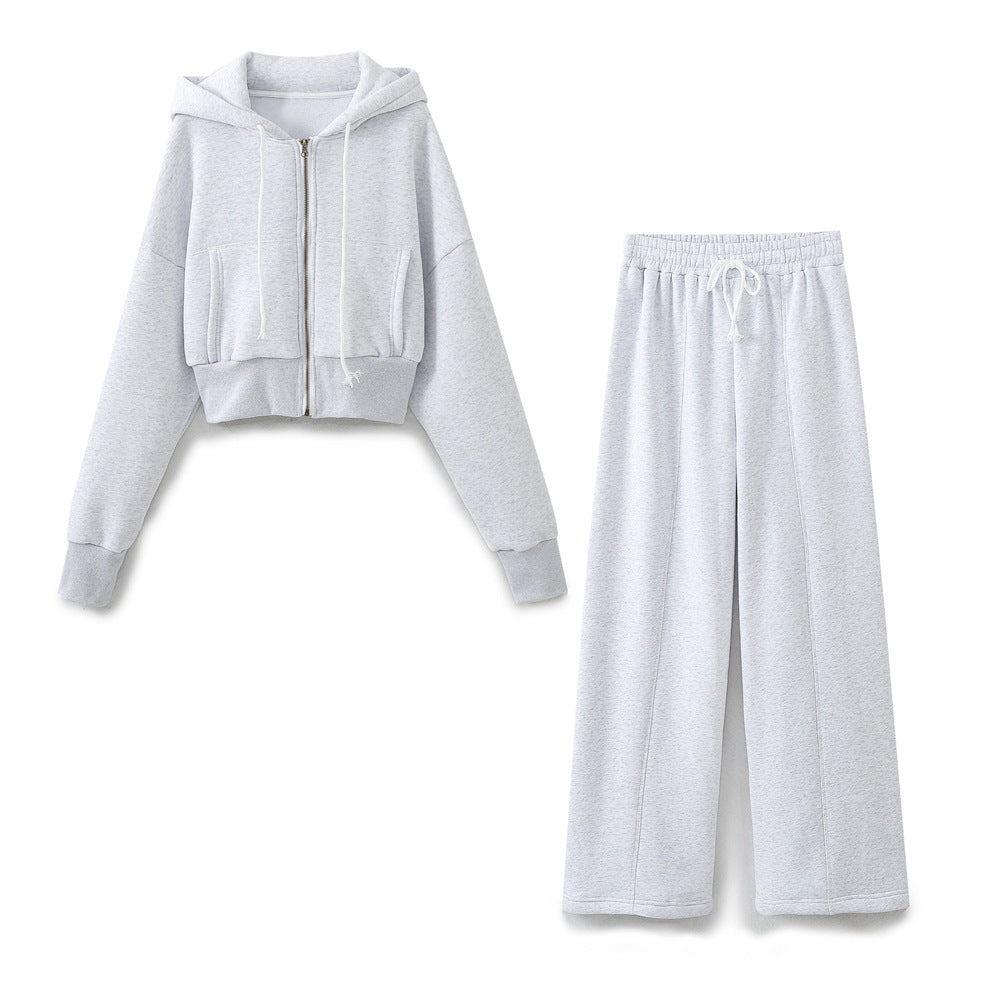 Yipinpay New Hooded Short Sweater 8417304 Loose Flannelette Jogging Trousers 8417303 Suit