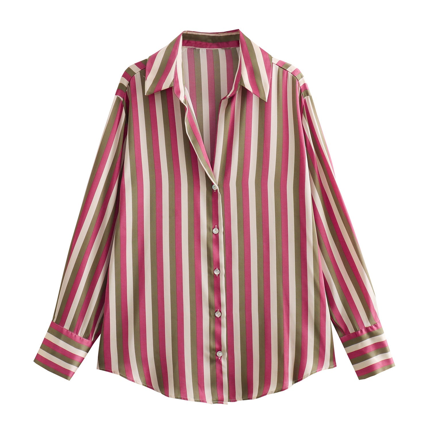 Yipinpay Striped Satin Casual Shirt 8160562 In Autumn