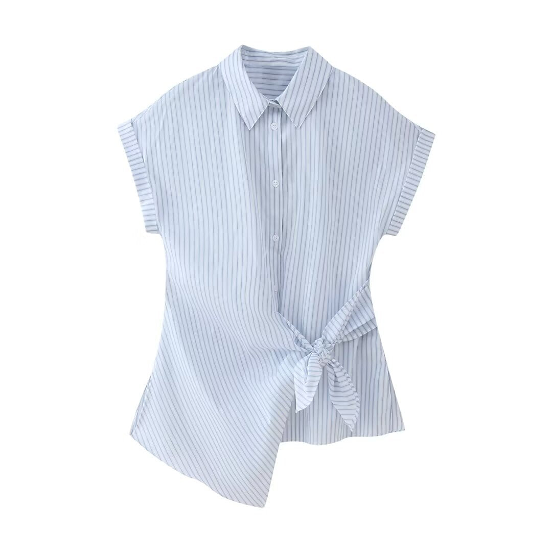 Yipinpay Spring Style Knot Poplin Short-Sleeved Fashion Shirt 9479048