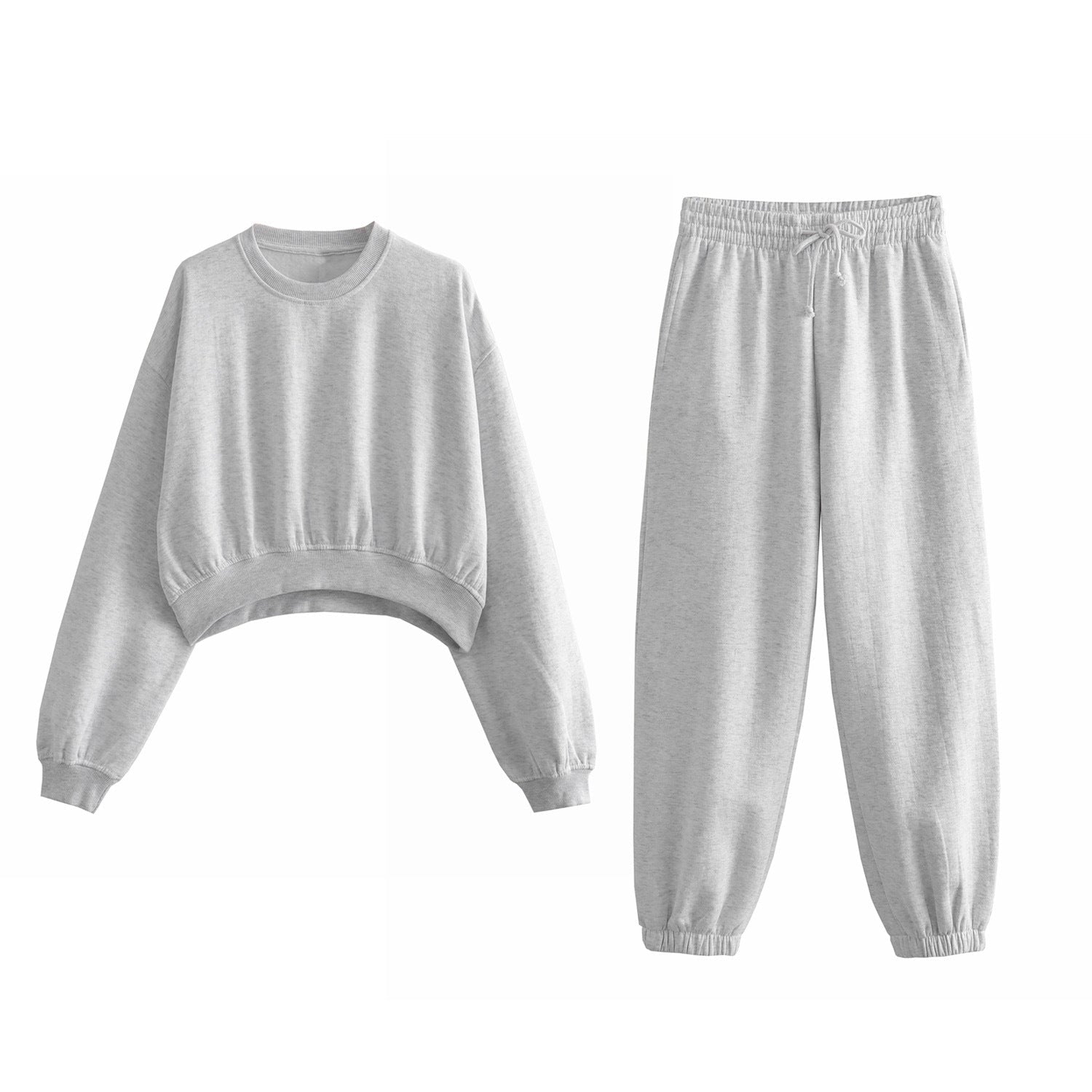 Yipinpay New Basic Short Style Sweater 8417803 Elastic Waist Jogging Trousers Set