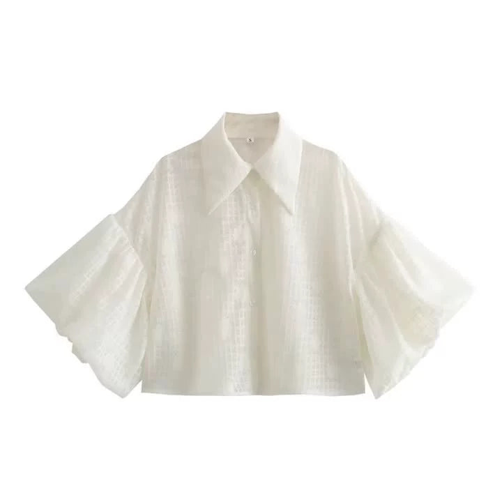 Yipinpay Street Style Retro Bubble Sleeve Shirt In Spring 2024