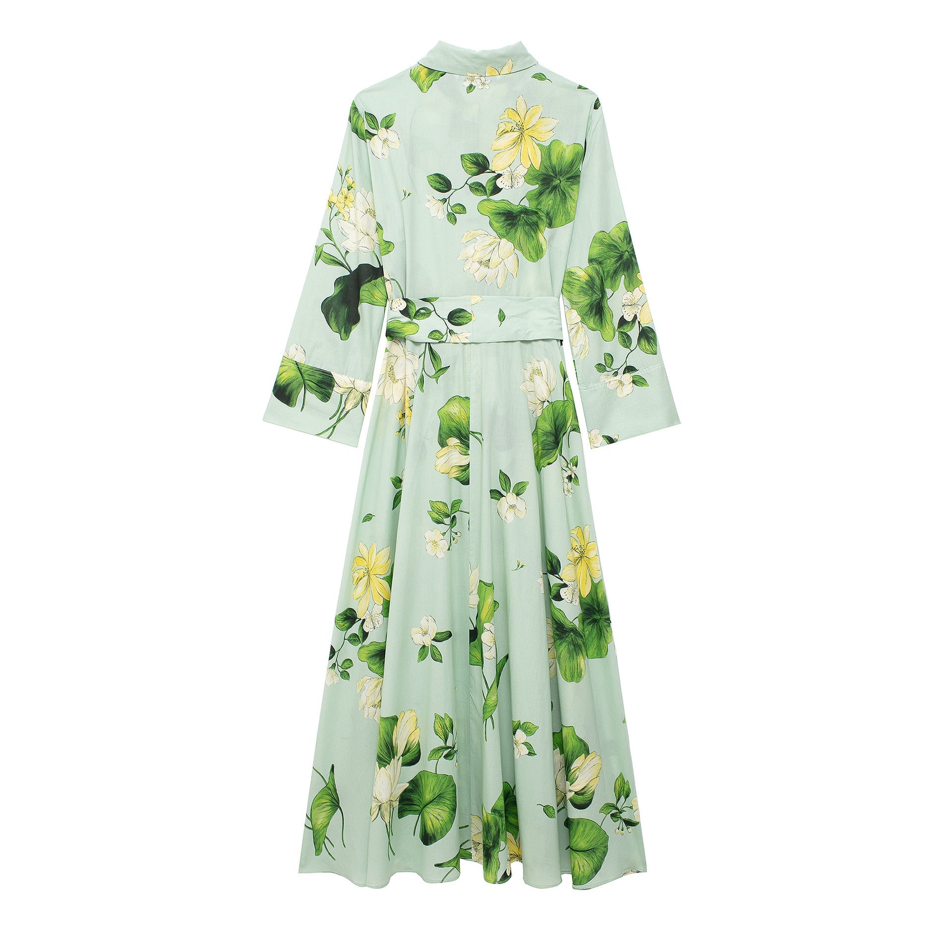 Yipinpay Summer Flower Printed Shirt-Style Belt Dress 2183074