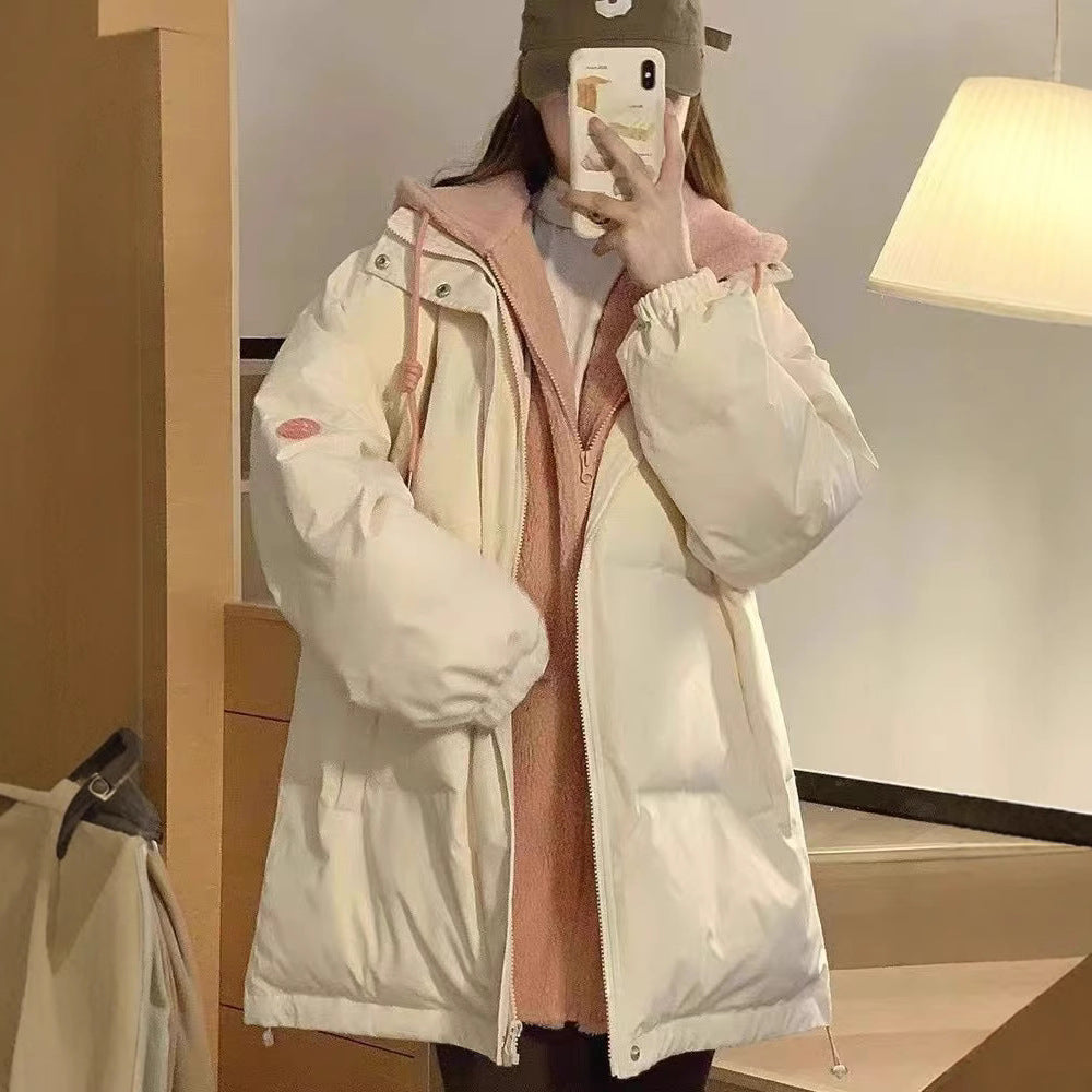 Cotton-Padded Jacket Women Winter Thick Padded Clothes Oversize Tide Winter Clothes 2024 New Students Fake Two Cotton-Padded Jacket