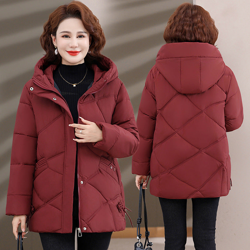 Winter Dress Down Cotton Clothes 2024 New Chinese Style Hooded Padded Jacket In The Elderly Autumn And Winter Coat Female