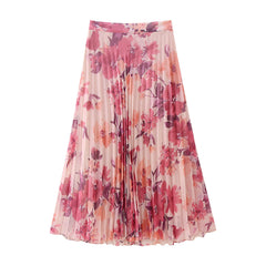 Yipinpay Spring Flower Printed Shirt 9878061 100-Pleated Skirt 9878055