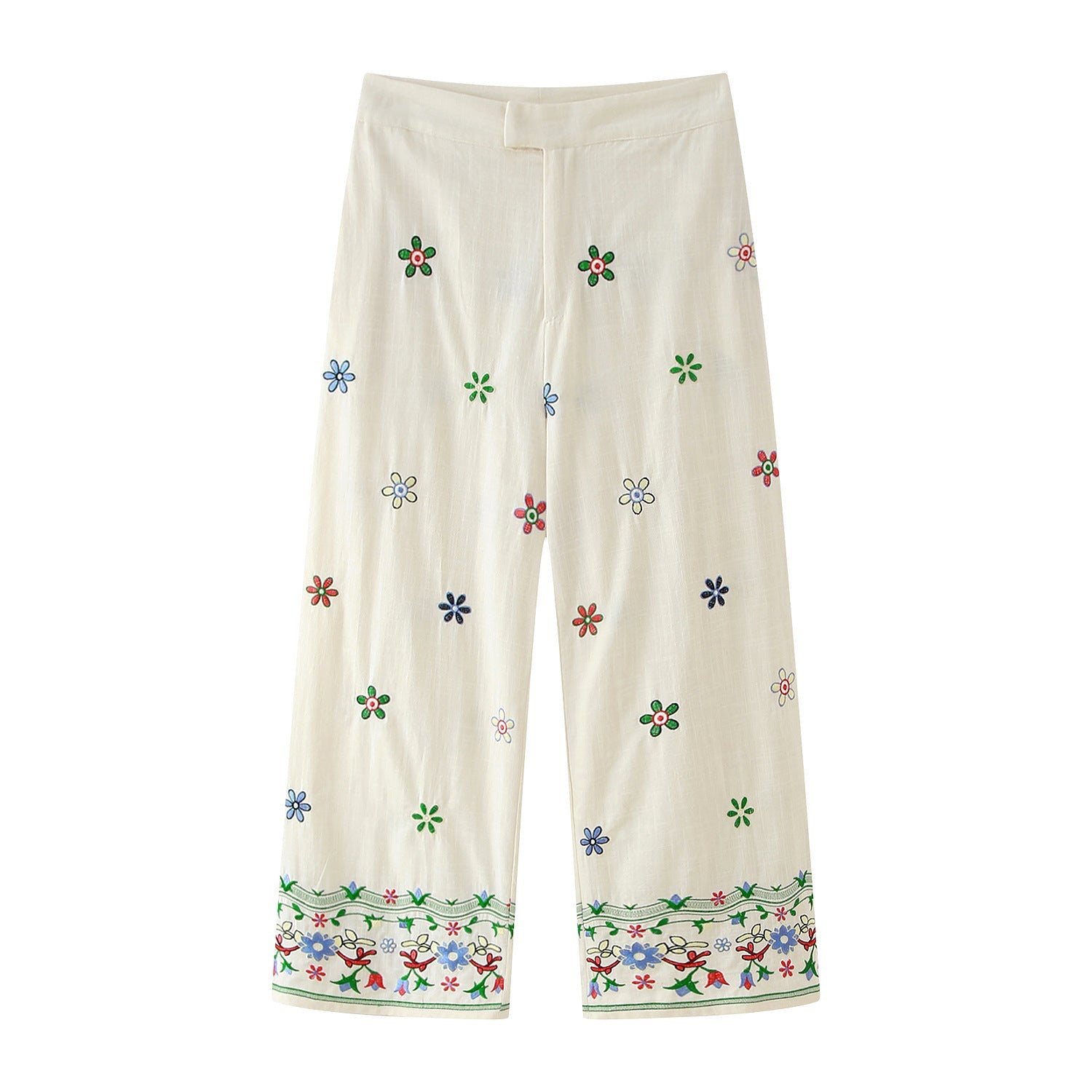 Yipinpay Summer Flower Embroidered Baggy Shirt 3444460 Trousers 2882460