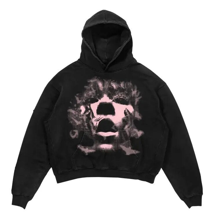 Yipinpay Vintage Gothic Skeleton Hoodie Autumn And Winter Hip Hop Long-Sleeved Coat Loose Hooded Sweatshirt