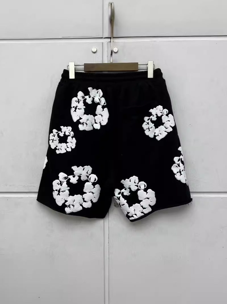 Yipinpay 2024 New Black And Gray Printed Shorts For Men And Women With High Quality Rope Shorts