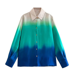 Yipinpay Spring Tie-Dye Printed Fashion Leisure Long-Sleeved Shirt