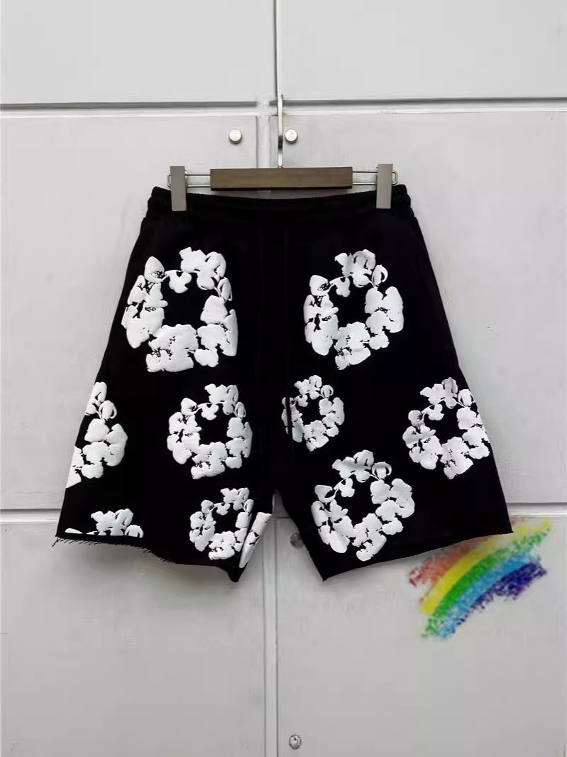 Yipinpay 2024 New Black And Gray Printed Shorts For Men And Women With High Quality Rope Shorts