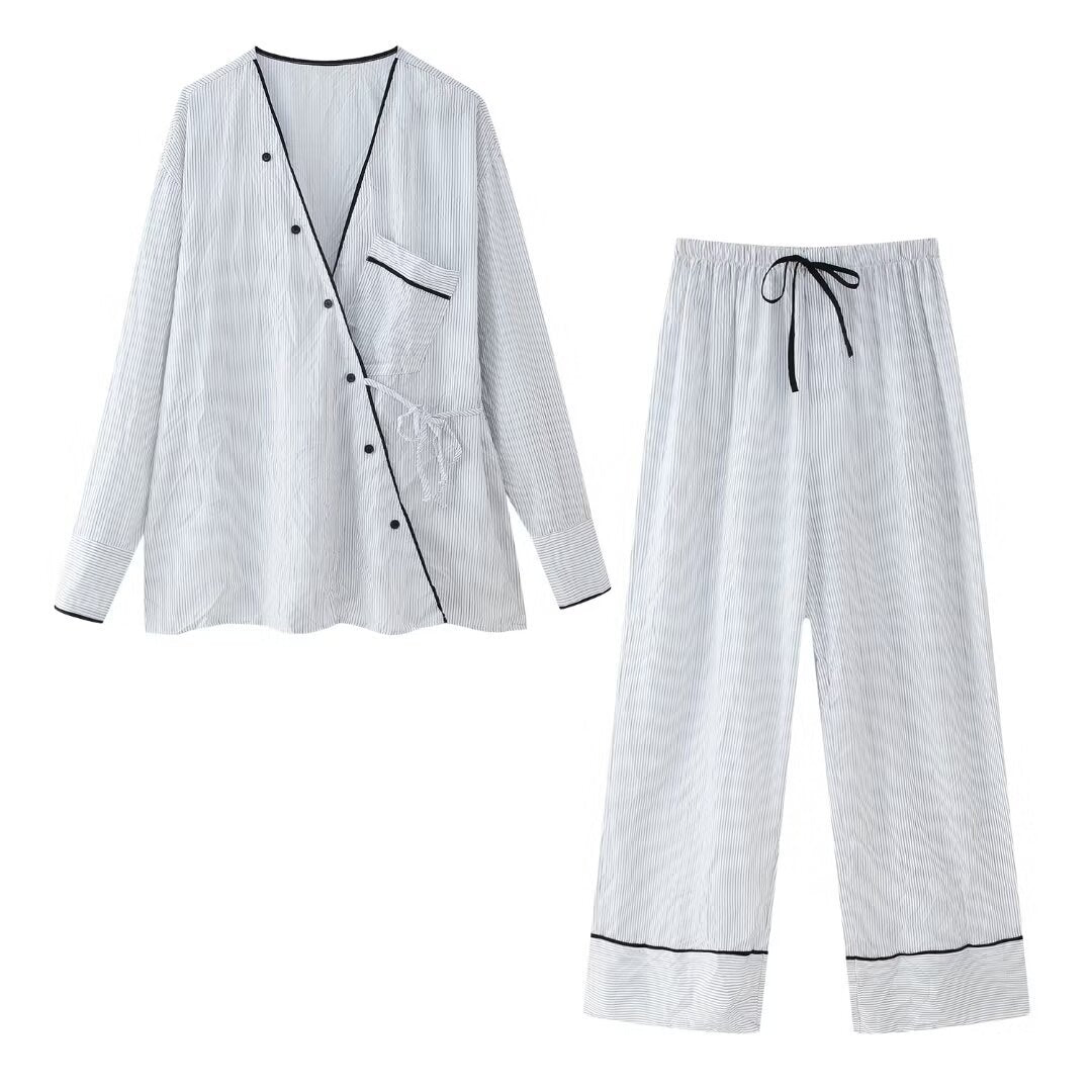 Yipinpay Spring Striped Shirt 2010782 Pajamas Style Trousers 3152406