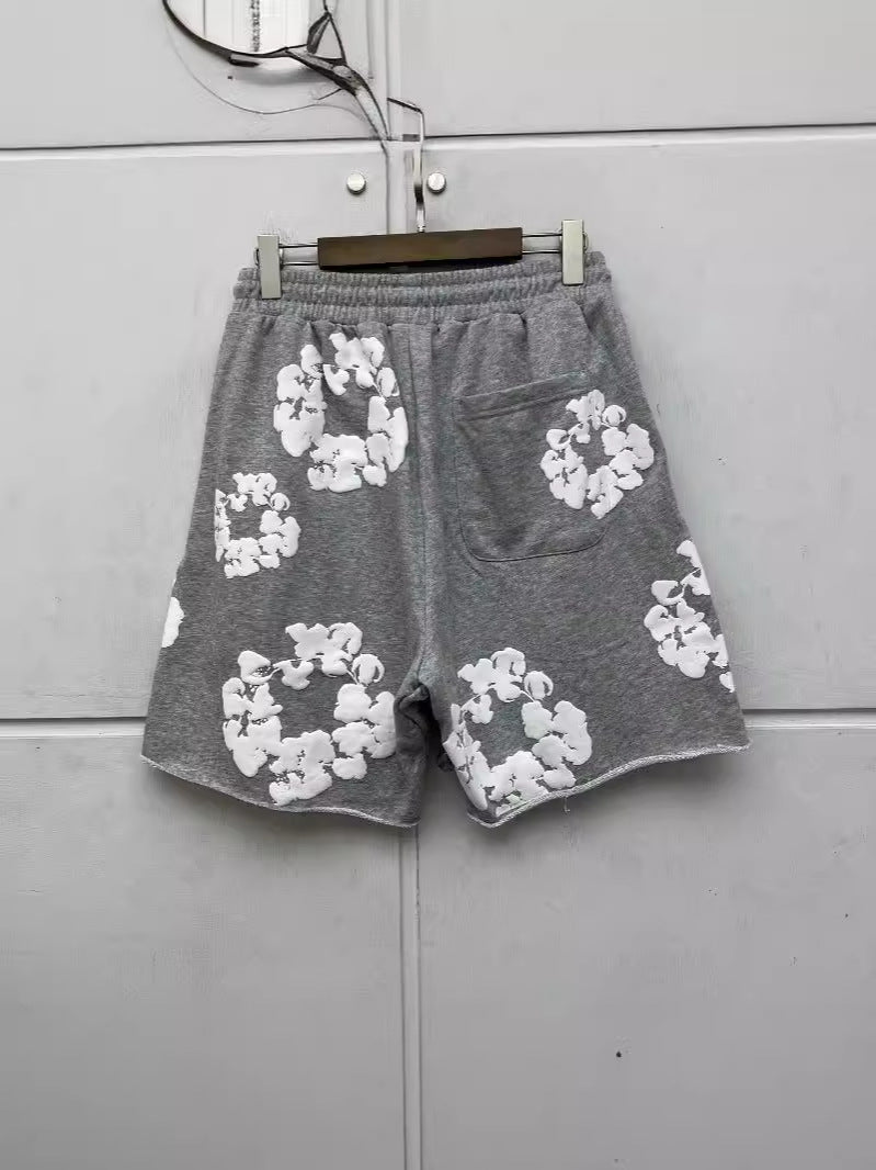 Yipinpay 2024 New Black And Gray Printed Shorts For Men And Women With High Quality Rope Shorts