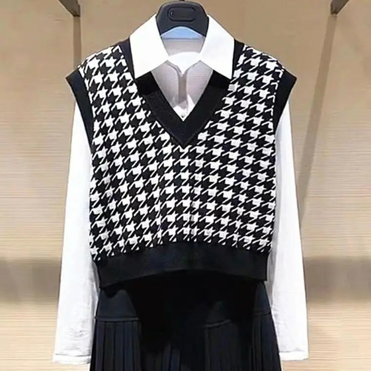 Yipinpay Autumn New Sweater Vest Women's Loose Knitted Vest Women's Top sleeveless v neck