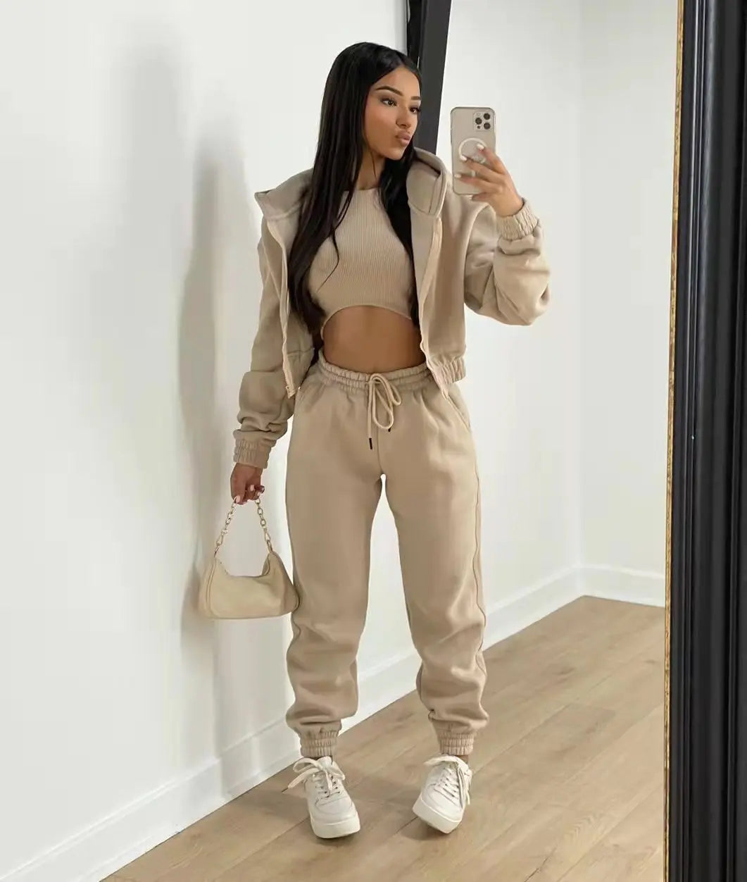 Yipinpay Fall Winter Clothes Drawstring Hood Sweatpants Casual Sports Wear Hoodie Joggers 3 Piece Woman Tracksuits