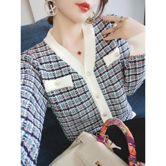 Yipinpay Cardigan Ladies Sweater Jacket 2024 Early Autumn Top Design Long Sleeve V neck Korean Women Cardigan Sweater Clothing